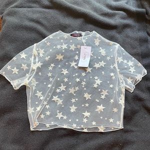 Mesh festival crop top with stars